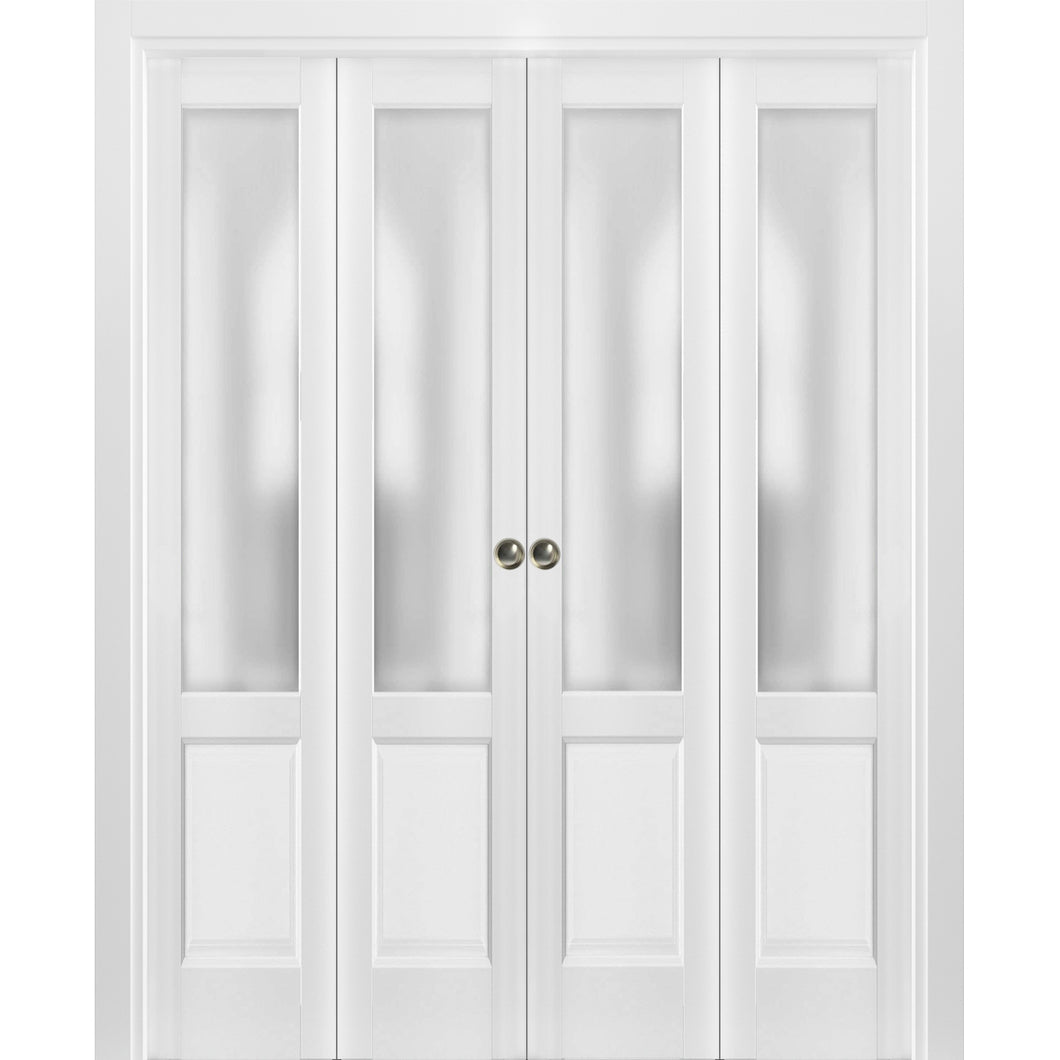 Sliding Closet Double Bi-fold Doors | Lucia 22 | White Silk - 72’’ x 80’’ (4* 18x80) - Home