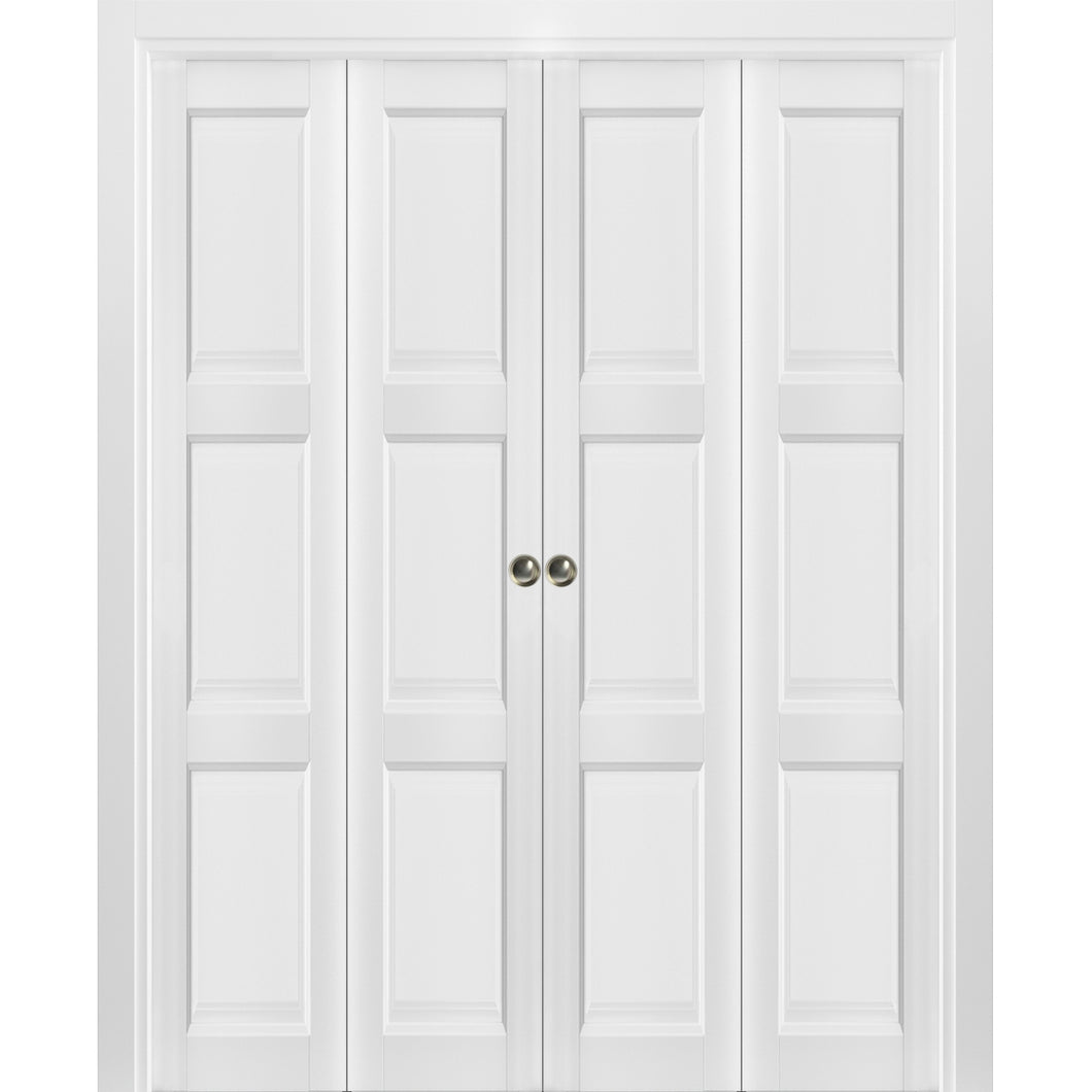 Sliding Closet Double Bi-fold Doors | Lucia 2661 | White Silk