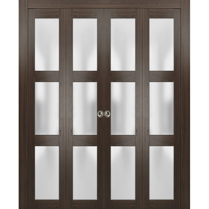 Sliding Closet Double Bi-fold Doors | Lucia 2552 | Chocolate Ash - 72’’ x 80’’ (4* 18x80) - Home