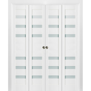 Sliding Closet Double Bi-fold Doors | Quadro 4266 | White Silk - 72’’ x 80’’ (4* 18x80) - Home