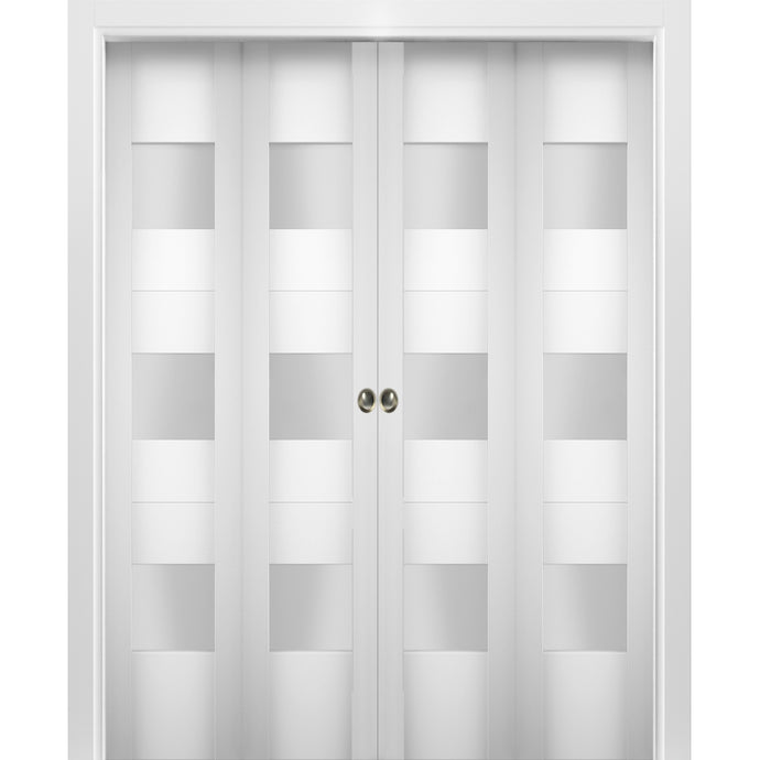 Sliding Closet Double Bi-fold Doors | Sete 6003 | White Silk - 72’’ x 80’’ (4* 18x80) - Home