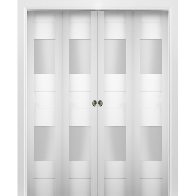 Sliding Closet Double Bi-fold Doors | Sete 6222 | White Silk - 72’’ x 80’’ (4* 18x80) - Home