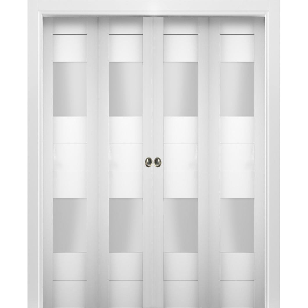 Sliding Closet Double Bi-fold Doors | Sete 6222 | White Silk