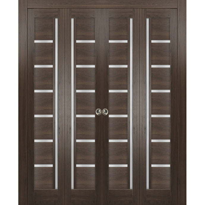 Sliding Closet Double Bi-fold Doors | Quadro 4088 | Chocolate Ash - 72’’ x 80’’ (4* 18x80) - Home