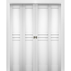 Sliding Closet Double Bi-fold Doors | Mela 7444 | White Silk