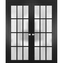 Load image into Gallery viewer, Solid French Double Frosted Glass Doors 12 Lites | Felicia 3312 | Matte Black