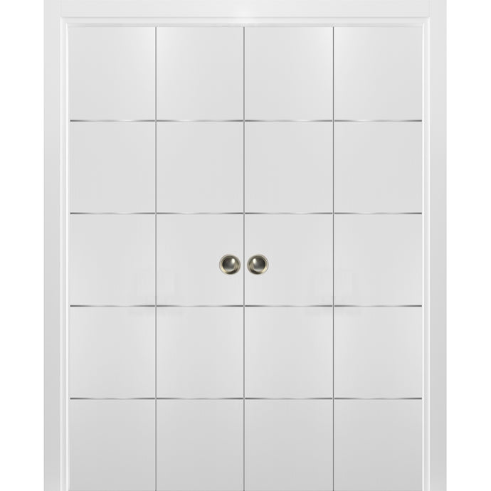 Sliding Closet Double Bi-fold Doors | Planum 0020 | White Silk - 72’’ x 80’’ (4* 18x80) - Home