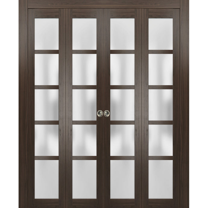 Sliding Closet Double Bi-fold Doors | Quadro 4002 | Chocolate Ash - 72’’ x 80’’ (4* 18x80) - Home