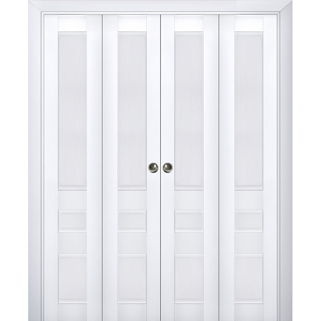 Sliding Closet Double Bi-fold Doors | Veregio 7411 | White Silk