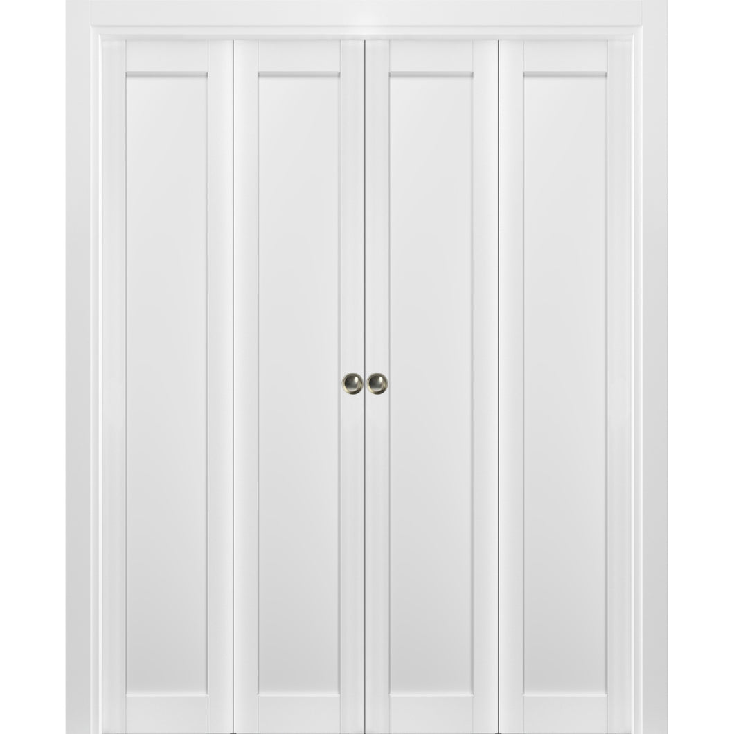 Sliding Closet Double Bi-fold Doors | Quadro 4111 | White Silk