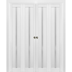 Sliding Closet Double Bi-fold Doors | Quadro 4112 | White Silk - 72’’ x 80’’ (4* 18x80) - Home