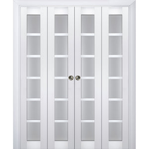 Sliding Closet Double Bi-fold Doors | Veregio 7602 | White Silk