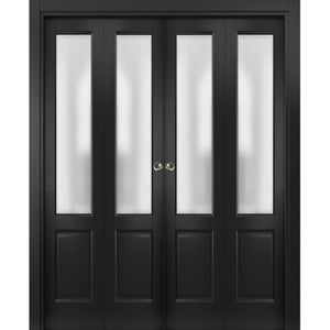 Sliding Closet Double Bi-fold Doors | Lucia 22 | Matte Black - 72’’ x 80’’ (4* 18x80) - Home