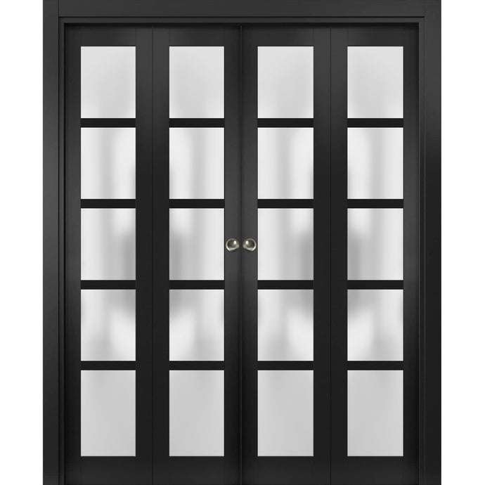 Sliding Closet Double Bi-fold Doors | Quadro 4002 | Matte Black - 72’’ x 80’’ (4* 18x80) - Home