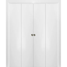 Load image into Gallery viewer, Sliding Closet Double Bi-fold Doors | Planum 0010 | White Silk