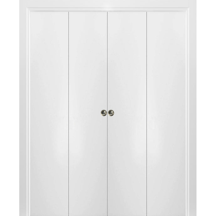 Sliding Closet Double Bi-fold Doors | Planum 0010 | White Silk - 72’’ x 80’’ (4* 18x80) - Home