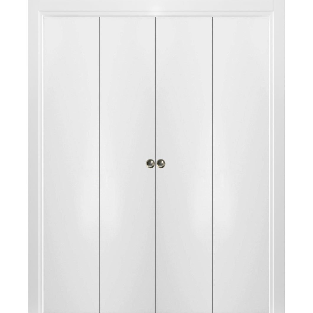 Sliding Closet Double Bi-fold Doors | Planum 0010 | White Silk