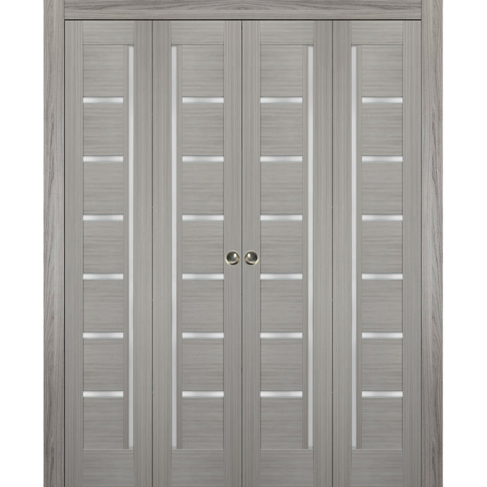 Sliding Closet Double Bi-fold Doors | Quadro 4088 | Grey Ash