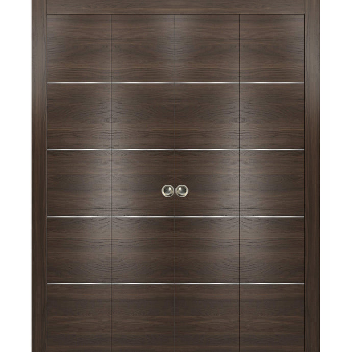 Sliding Closet Double Bi-fold Doors | Planum 0020 | Chocolate Ash - 72’’ x 80’’ (4* 18x80) - Home