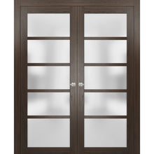 Load image into Gallery viewer, Solid French Double Doors Frosted Glass | Quadro 4002 | Chocolate Ash