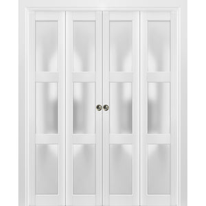 Sliding Closet Double Bi-fold Doors | Lucia 2552 | White Silk - 72’’ x 80’’ (4* 18x80) - Home