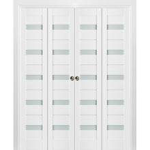 Load image into Gallery viewer, Sliding Closet Double Bi-fold Doors | Quadro 4445 | White Silk - 72’’ x 80’’ (4* 18x80) - Home