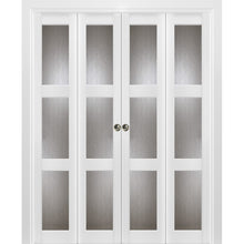 Load image into Gallery viewer, Sliding Closet Double Bi-fold Doors | Lucia 2588 | White Silk with Rain Glass