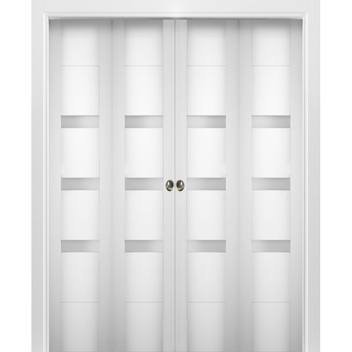 Sliding Closet Double Bi-fold Doors | Sete 6900 | White Silk - 72’’ x 80’’ (4* 18x80) - Home