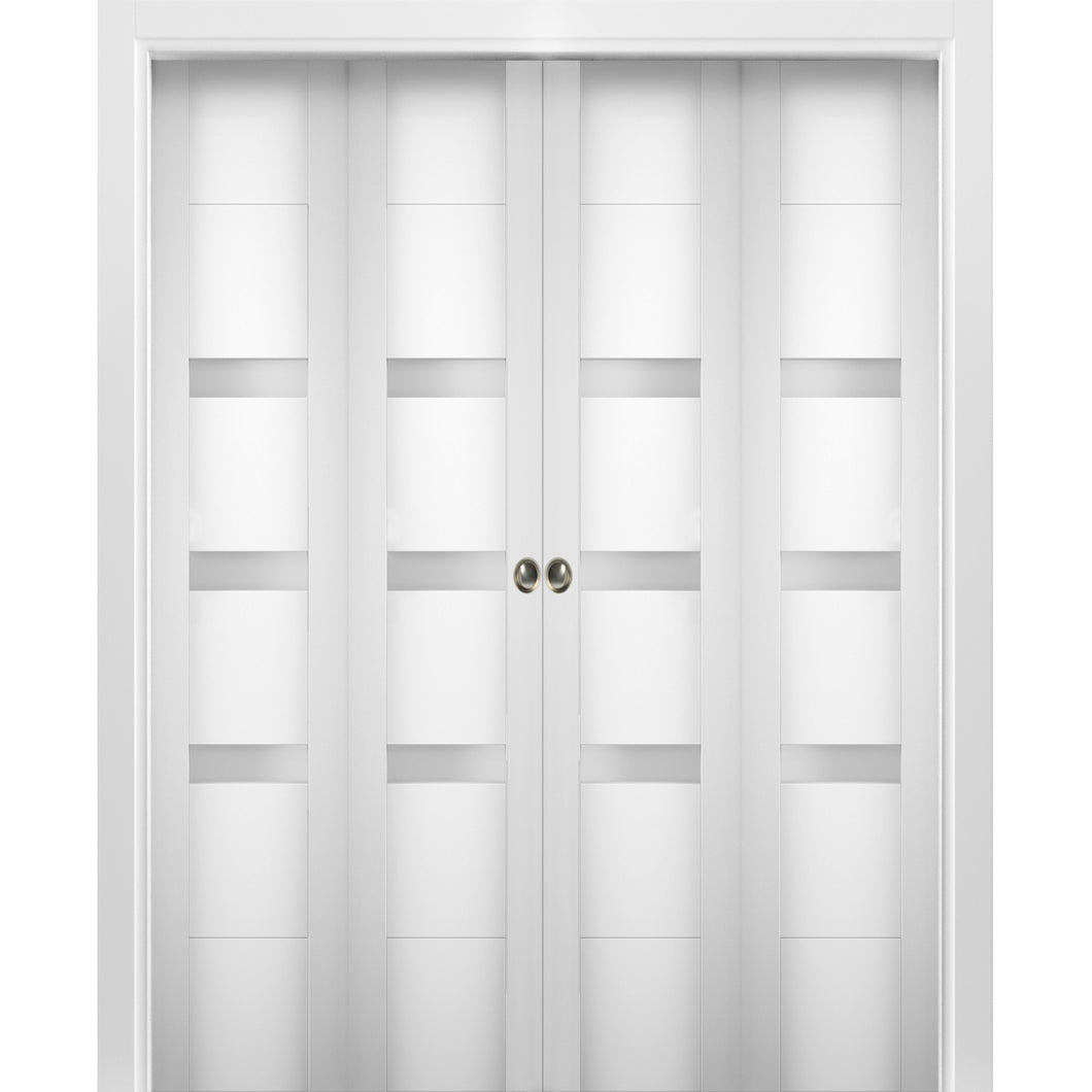 Sliding Closet Double Bi-fold Doors | Sete 6900 | White Silk - 72’’ x 80’’ (4* 18x80) - Home