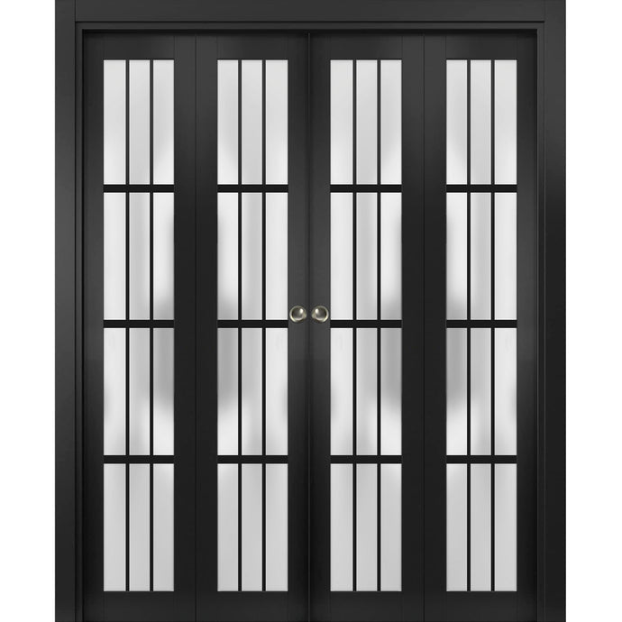 Sliding Closet Double Bi-fold Doors | Felicia 3312 | Matte Black - 72’’ x 80’’ (4* 18x80) - Home