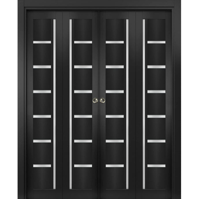 Sliding Closet Double Bi-fold Doors | Quadro 4088 | Matte Black - 72’’ x 80’’ (4* 18x80) - Home