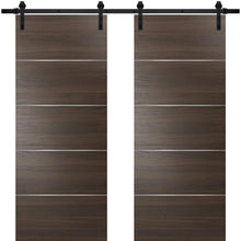 Load image into Gallery viewer, Sliding Double Barn Doors with Hardware | Planum 0020 | Chocolate Ash