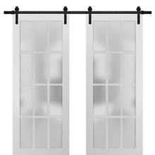 Load image into Gallery viewer, Sturdy Double Barn Door Frosted Glass 12 Lites | Felicia 3312 | Matte White