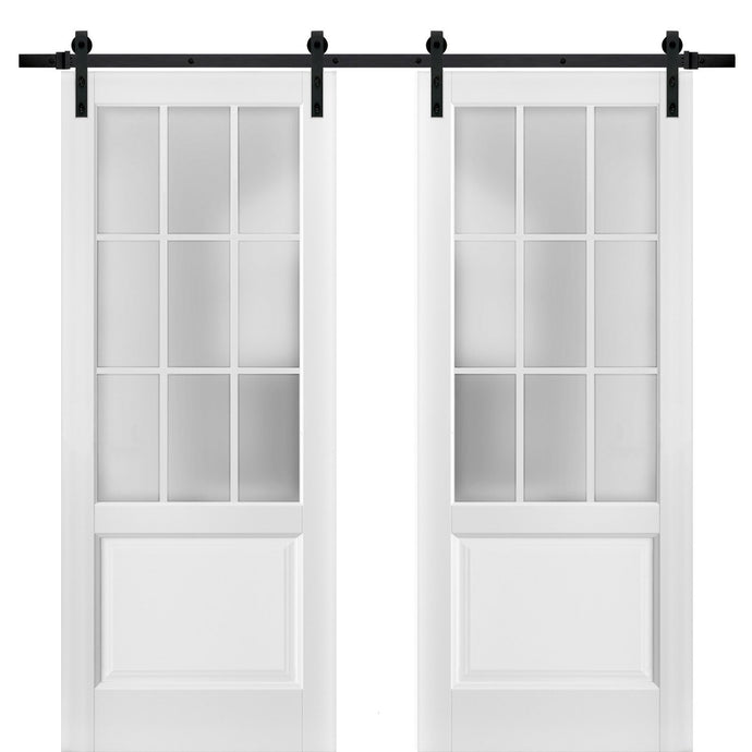 Sturdy Double Barn Door Frosted Glass | Felicia 3309 | Matte White