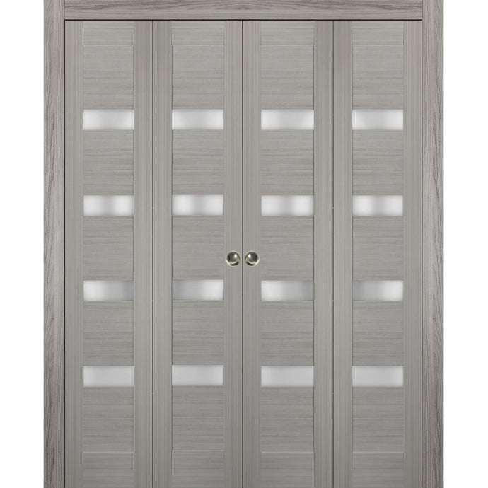 Sliding Closet Double Bi-fold Doors | Quadro 4113 | Grey Ash