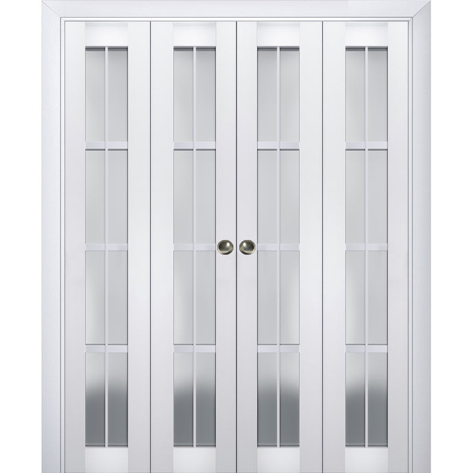 Sliding Closet Double Bi-fold Doors | Veregio 7412 | White Silk - 72’’ x 80’’ (4* 18x80) - Home