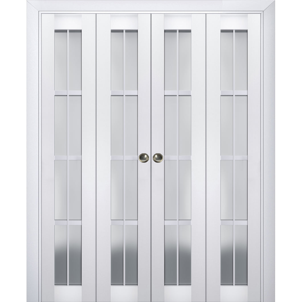 Sliding Closet Double Bi-fold Doors | Veregio 7412 | White Silk