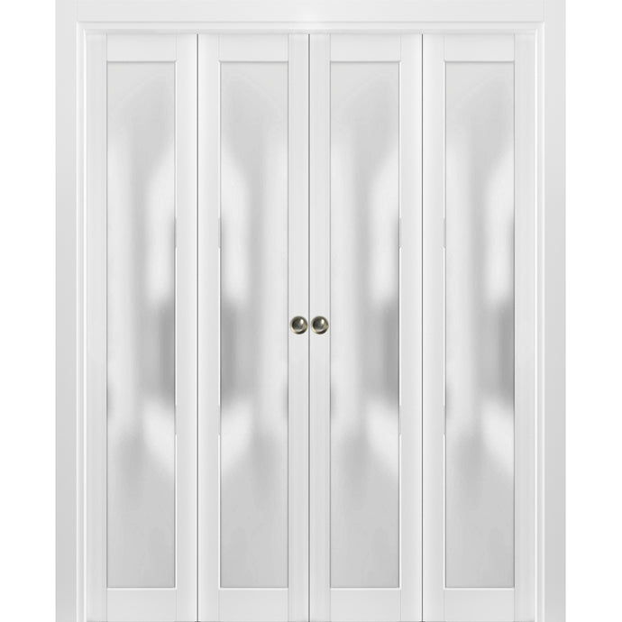 Sliding Closet Double Bi-fold Doors | Planum 2102 | White Silk - 72’’ x 80’’ (4* 18x80) - Home