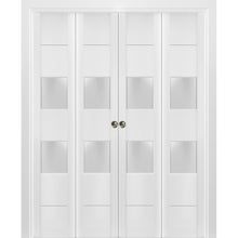 Load image into Gallery viewer, Sliding Closet Double Bi-fold Doors | Lucia 4010 | White Silk