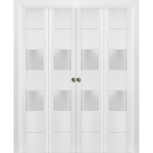 Sliding Closet Double Bi-fold Doors | Lucia 4010 | White Silk