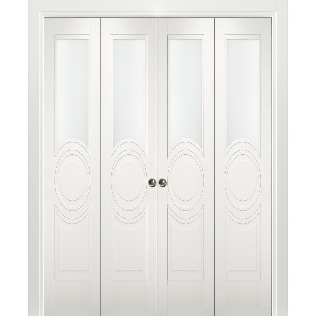 Sliding Closet Double Bi-fold Doors | Mela 7012 | White Silk