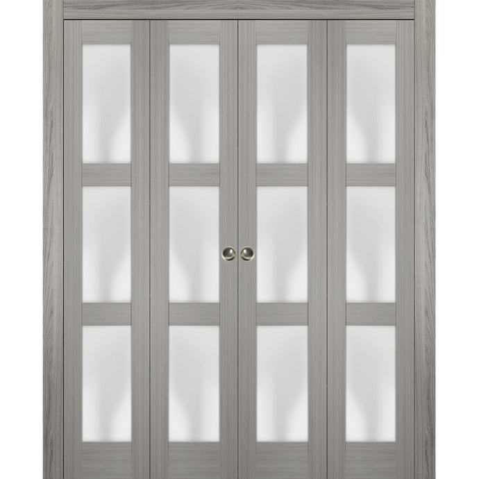 Sliding Closet Double Bi-fold Doors | Lucia 2552 | Grey Ash