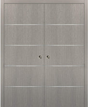 Load image into Gallery viewer, Modern Double Pocket Doors | Planum 0020 | Grey Oak