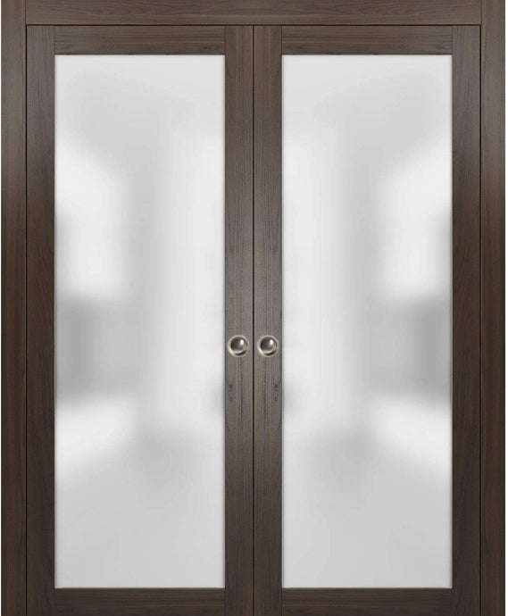 Interior Sliding Closet Double Pocket Doors | Planum 2102 | Chocolate Ash - 36’’ x 80’’ (2* 18x80) - Home