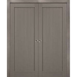 French Double Pocket Doors | Quadro 4111 | Grey Ash - 36’’ x 80’’ (2* 18x80) - Home