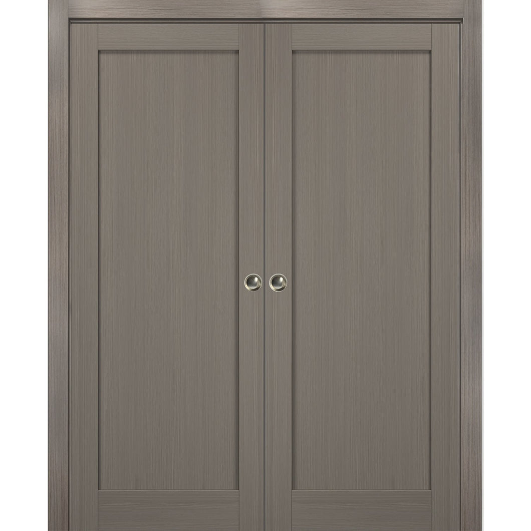 French Double Pocket Doors | Quadro 4111 | Grey Ash - 36’’ x 80’’ (2* 18x80) - Home