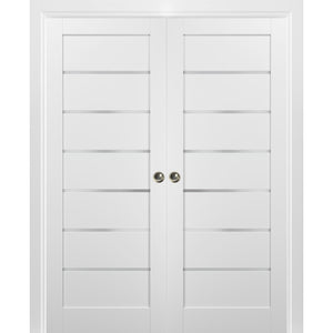 French Double Pocket Doors | Quadro 4117 | White Silk - 36’’ x 80’’ (2* 18x80)