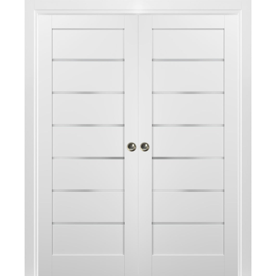 French Double Pocket Doors | Quadro 4117 | White Silk - 36’’ x 80’’ (2* 18x80)