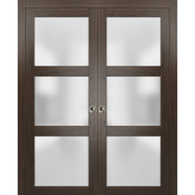 Load image into Gallery viewer, Sliding French Double Pocket Doors | Lucia 2552 | Chocolate Ash