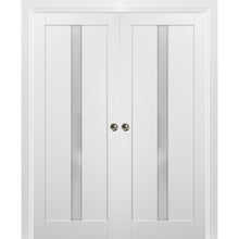 Load image into Gallery viewer, French Double Pocket Doors | Quadro 4112 | White Silk - 36’’ x 80’’ (2* 18x80)